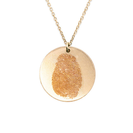 14kt Gold - Image Disc Necklace - People Pendant