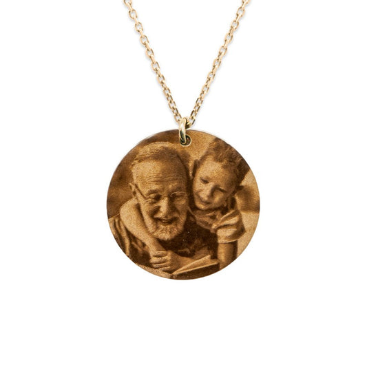 Gold Filled - Image Disc Necklace - People Pendant