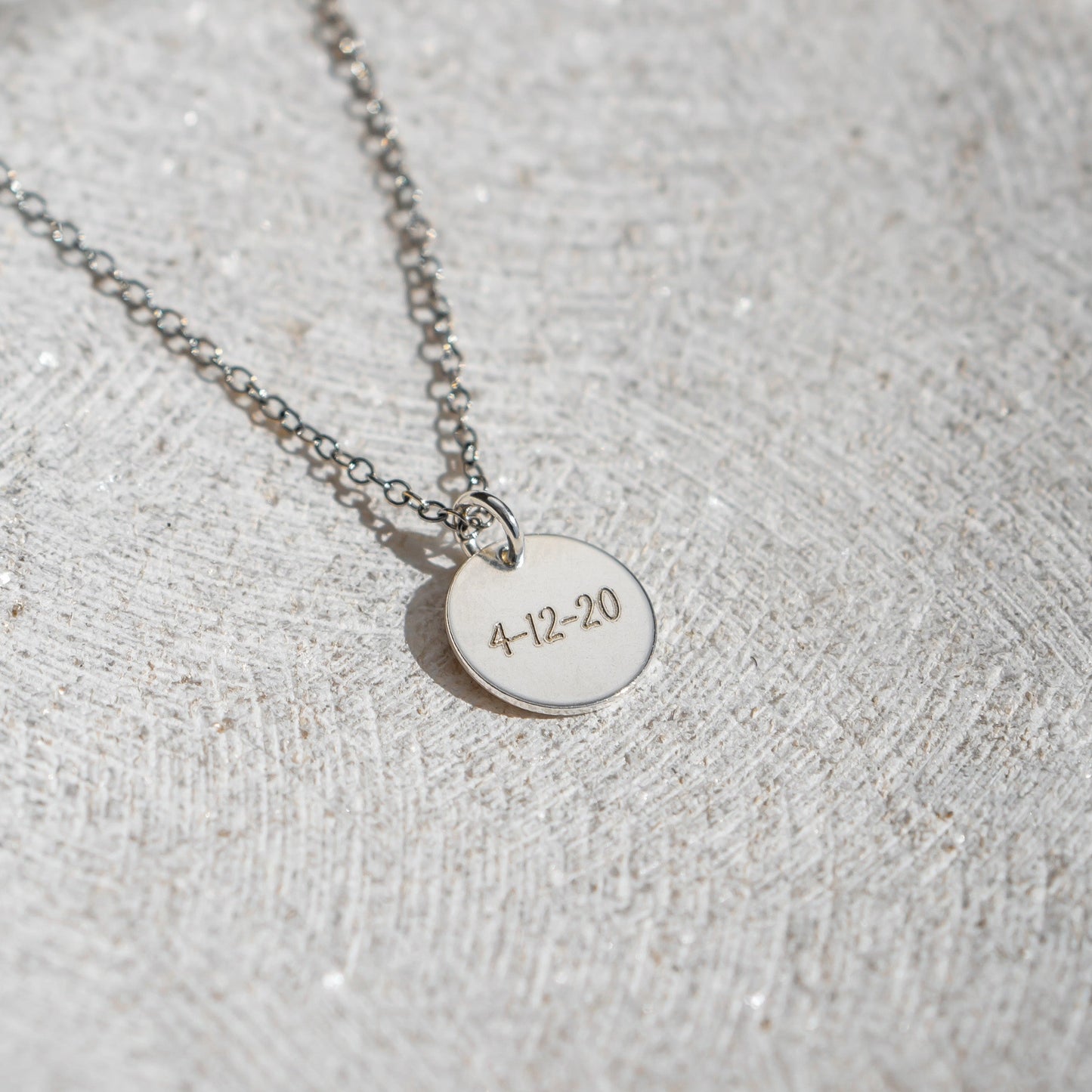 Sterling Silver - Print Disc Necklace - People Pendant