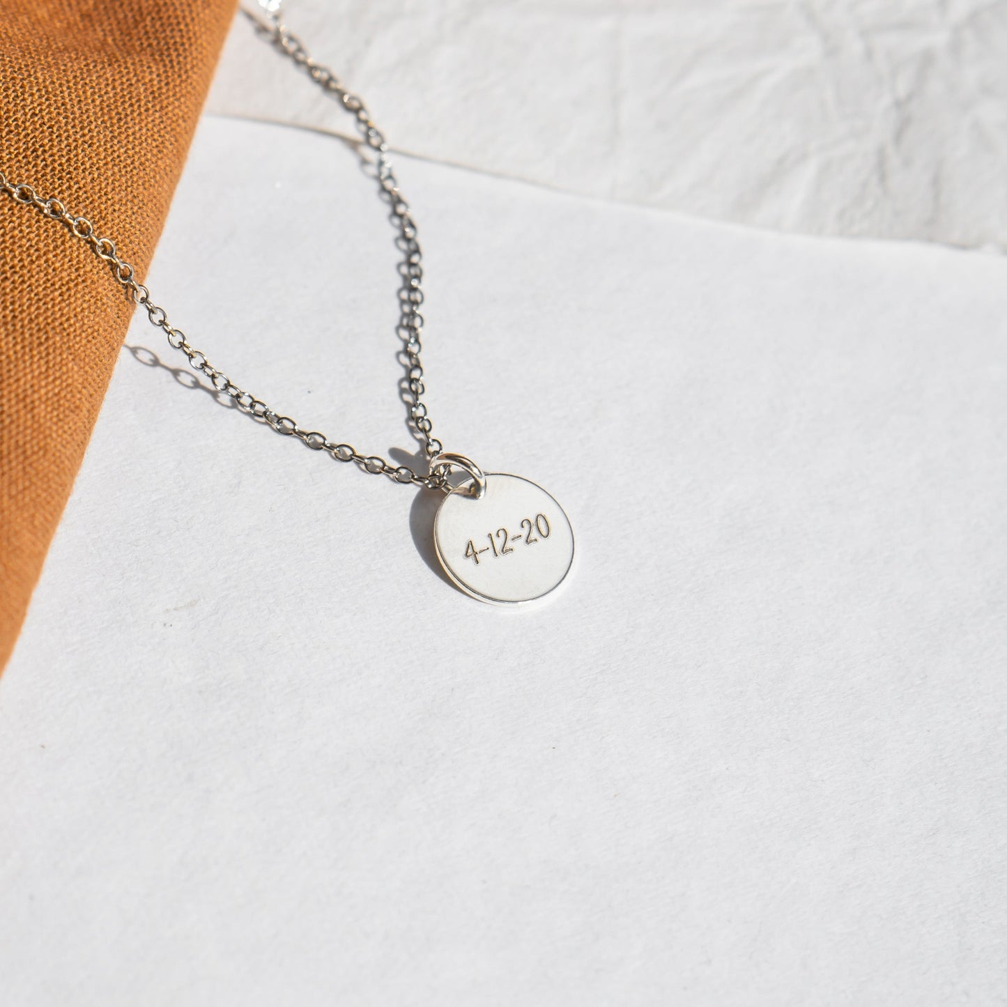 Sterling Silver - Print Disc Necklace - People Pendant