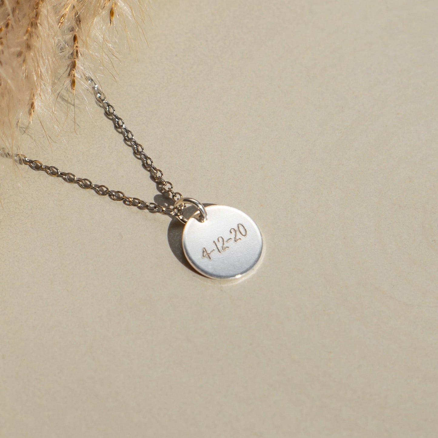 Sterling Silver - Print Disc Necklace - People Pendant