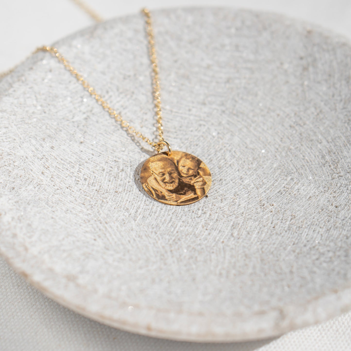 Gold Filled - Image Disc Necklace - People Pendant