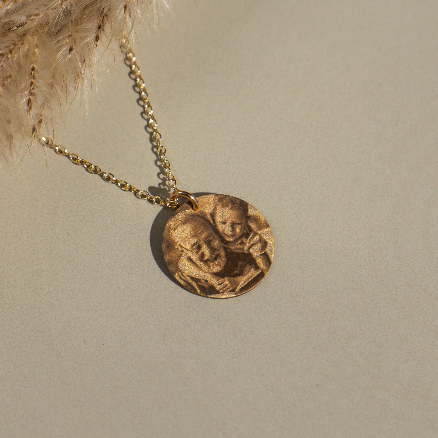 Gold Filled - Image Disc Necklace - People Pendant