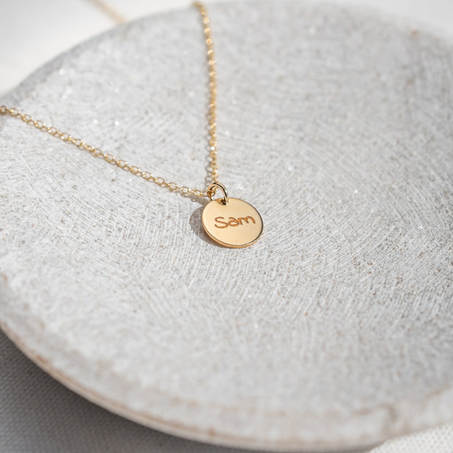 14kt Gold - Image Disc Necklace - People Pendant