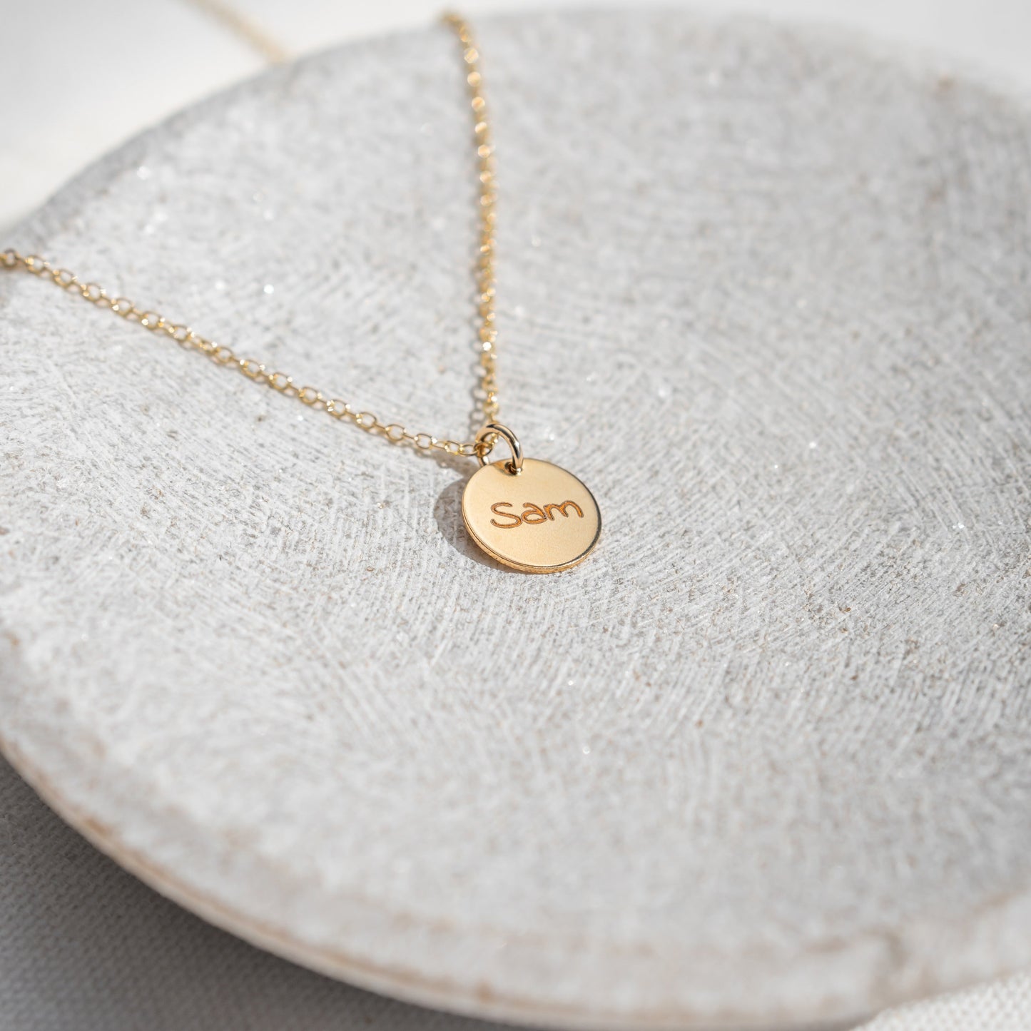 14kt Gold - Image Disc Necklace - Pets Pendant