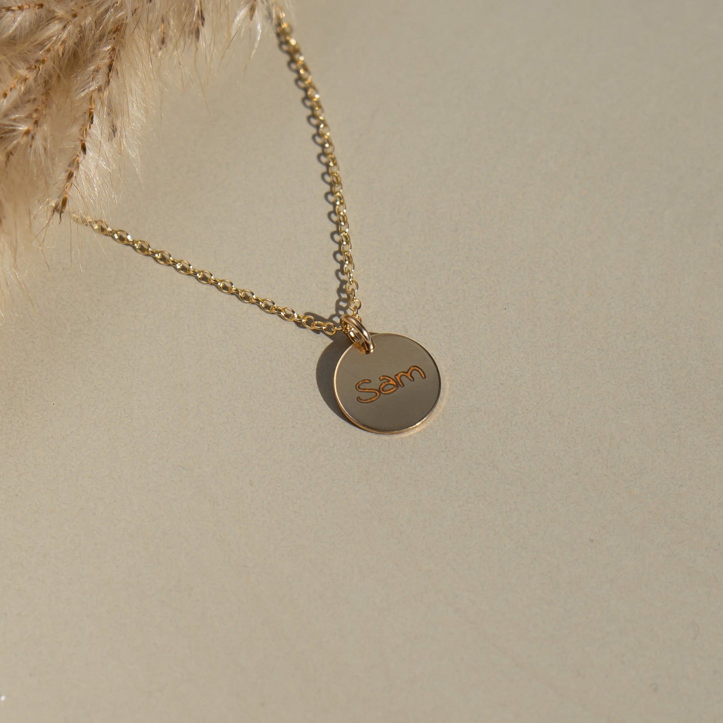 14kt Gold - Image Disc Necklace - People Pendant