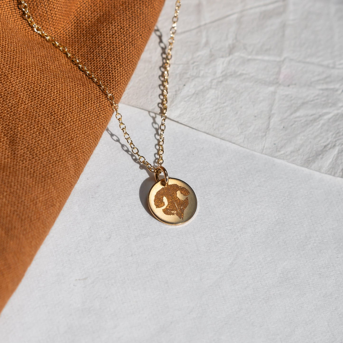 14kt Gold - Image Disc Necklace - Pets Pendant