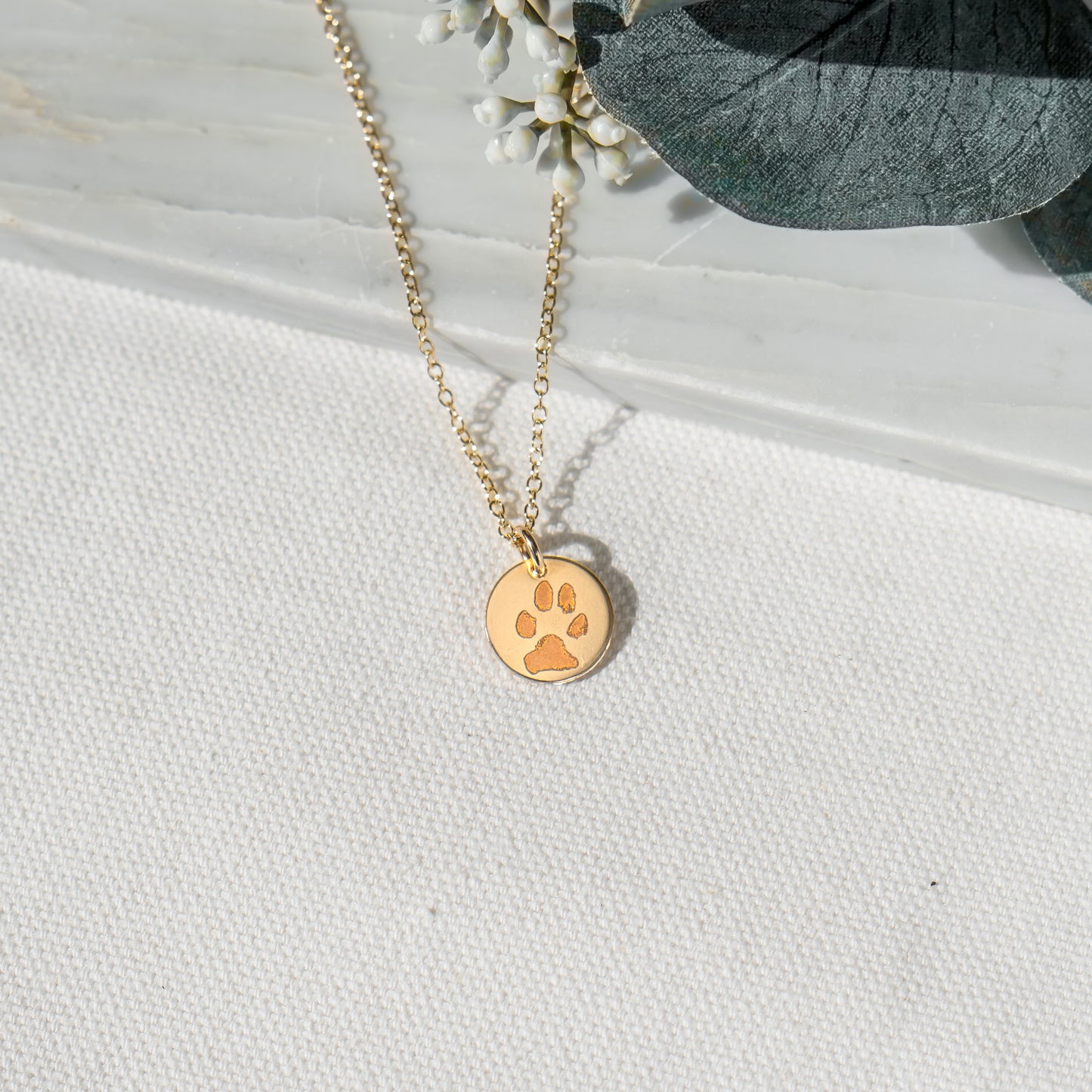 14kt Gold - Image Disc Necklace - Pets Pendant