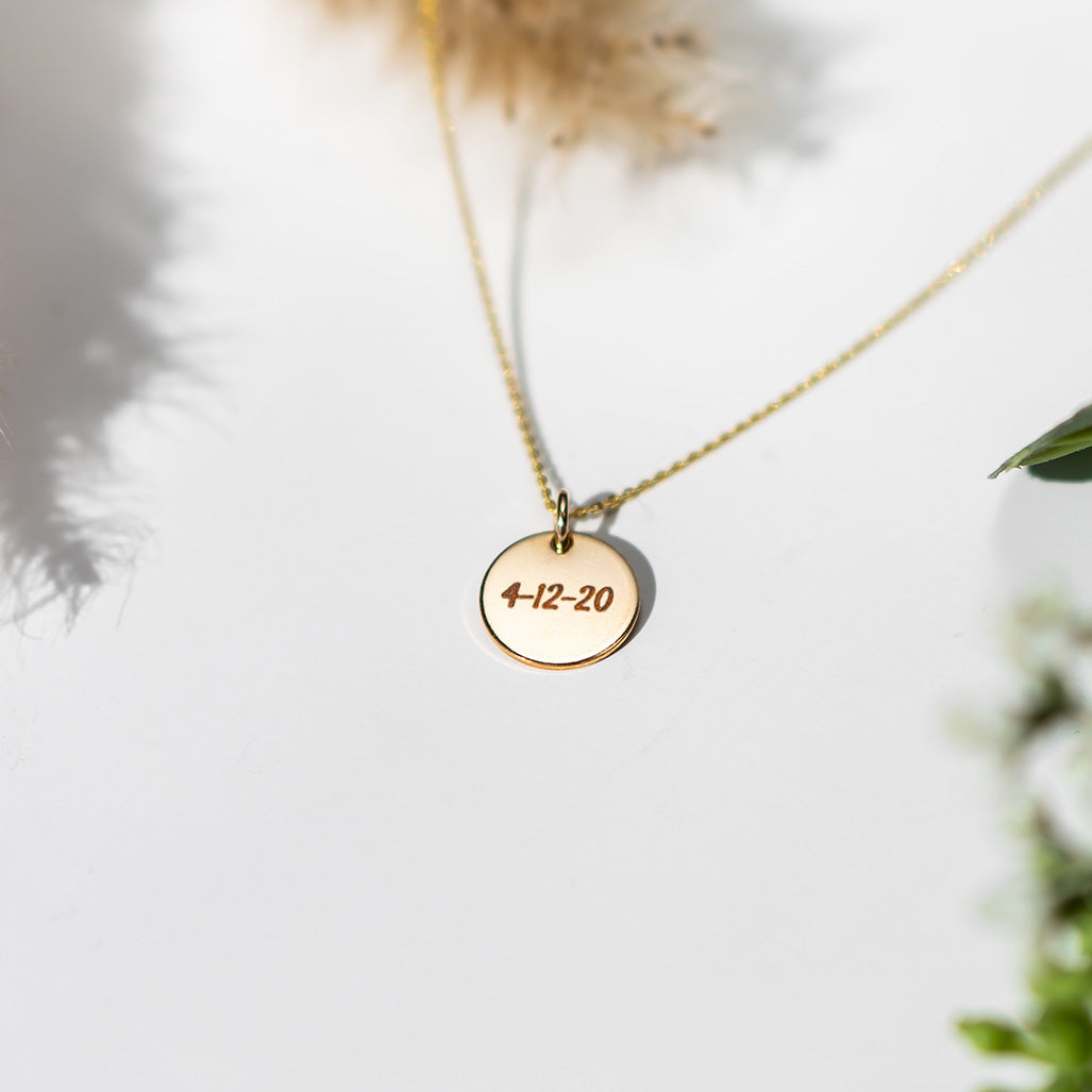 14kt Gold - Image Disc Necklace - Pets Pendant