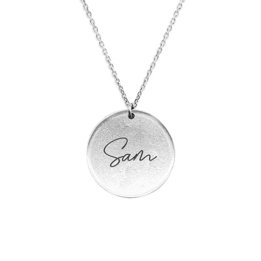 14k White Gold - Image Disc Necklace - Pets Pendant