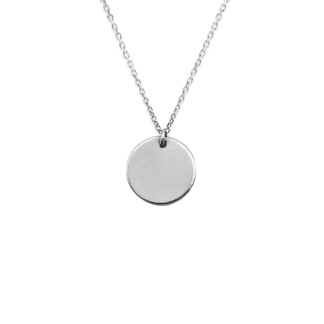 14k White Gold - Image Disc Necklace - Peoples Pendant