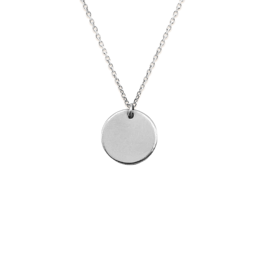 14k White Gold - Image Disc Necklace - Peoples Pendant